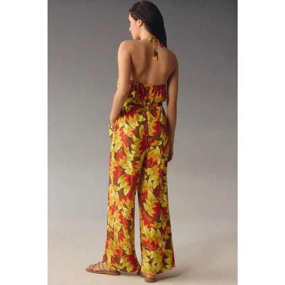 NWT Farm Rio x Anthropologie Fruit Print Jumpsuit Size XS Yellow 9D405 - Picture 3 of 13